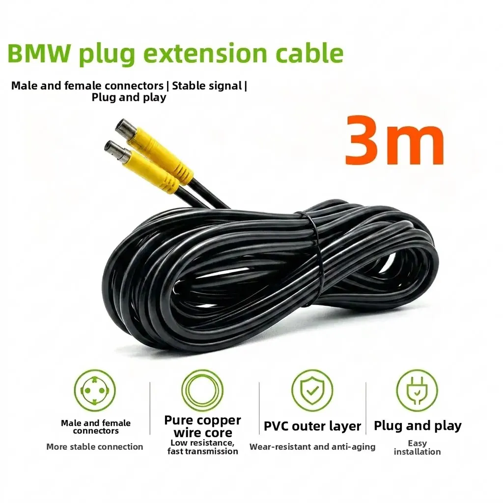 3M 4Pin Dash Cam Extension Cable 4 Core BMW 4P Connector Wire For Car Rear View Camera Tachograph, Car Truck RV Van