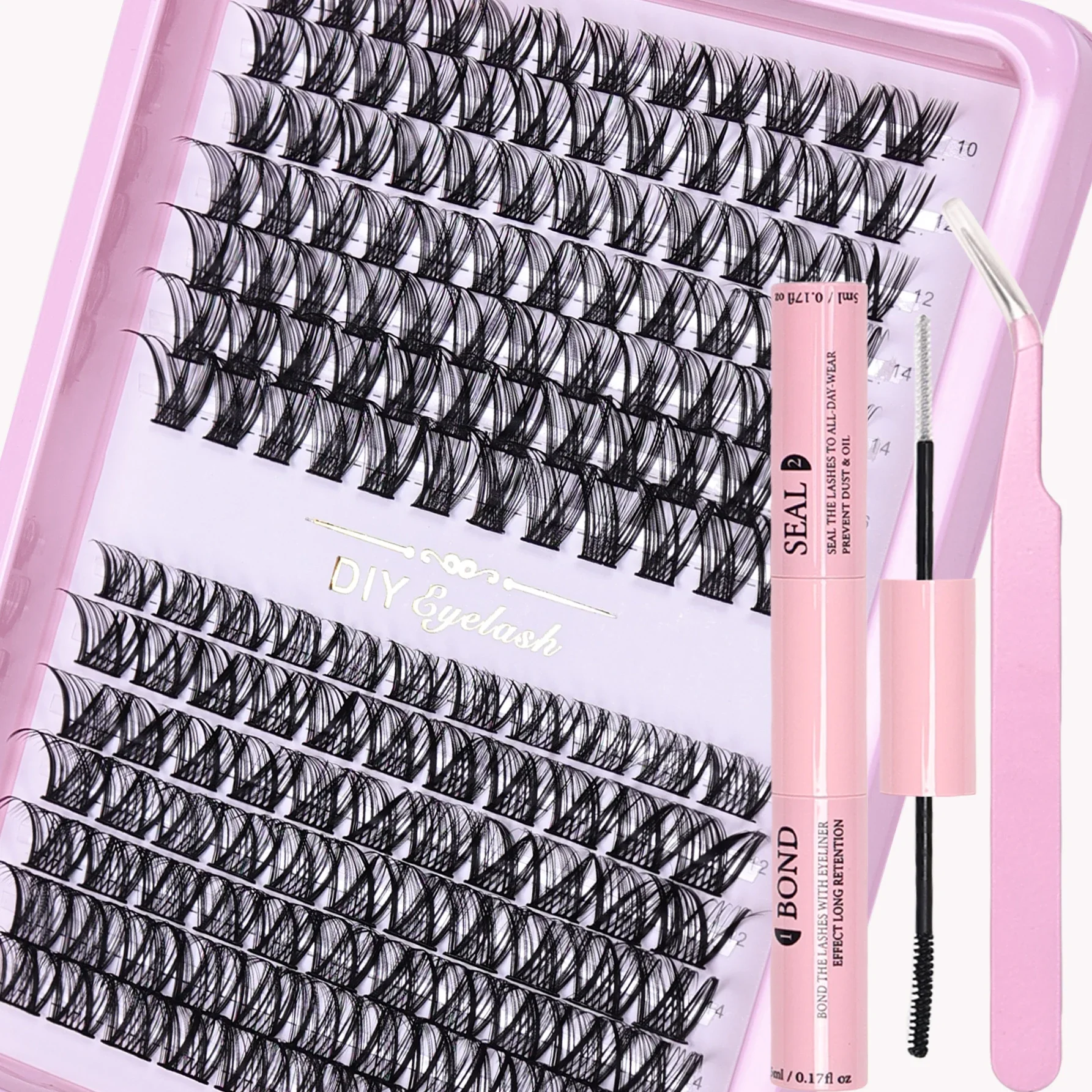 161pcs Eyelash Extension Kit Curler D Curl Eyelash Extension Kit with Lashes Adhesive and Sealant Curler and Lashes Applicator