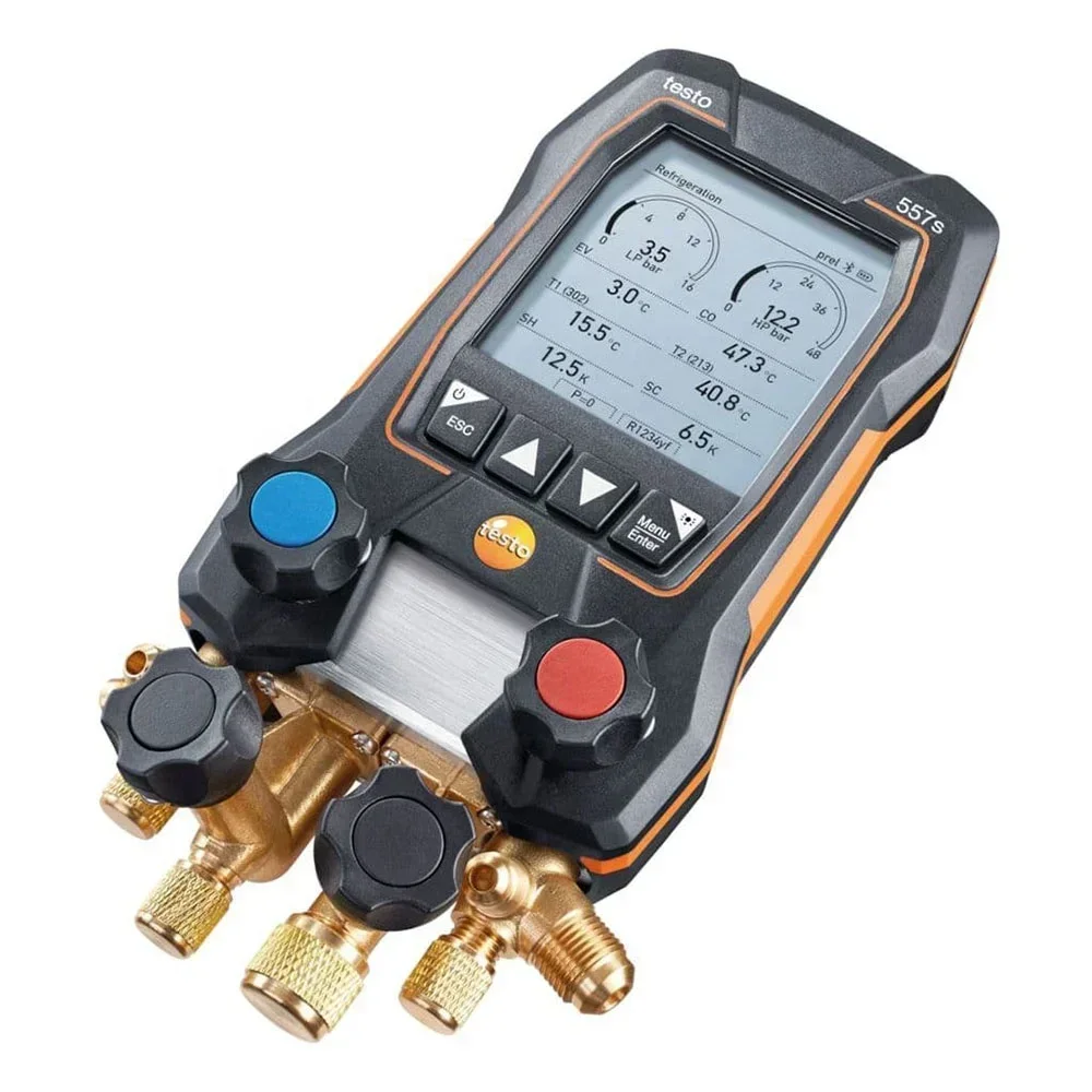 Factory Direct Testo 557s - Smart Digital Manifold with Bluetooth and Four-way Valve Block Gauge Kit