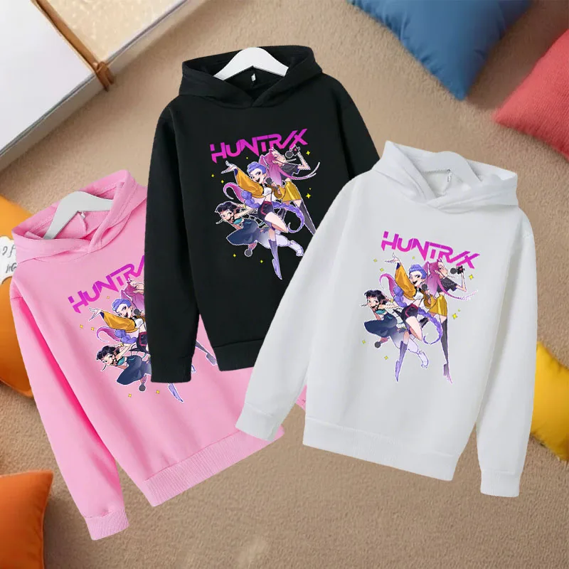 

Детская толстовка Huntrix 2026 Весна: повседневный пуловер с длинным рукавом и мультяшным принтом для девочек и мальчиков, одежда для малышей
