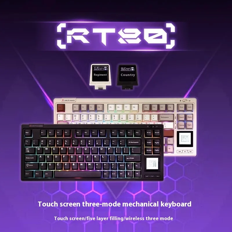 Epomaker Rt80 Mechanical Keyboard Tri-Mode With Touch Screen Wired/Wireless And Mini Display Nkro 75% Hot-Swap For Gamer Custom