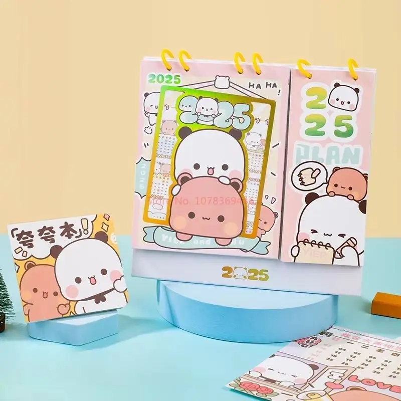 2025 panda bubu e yier série calendário de mesa padrão bonito bubu e dudu dos desenhos animados panda urso calendário presente de ano novo