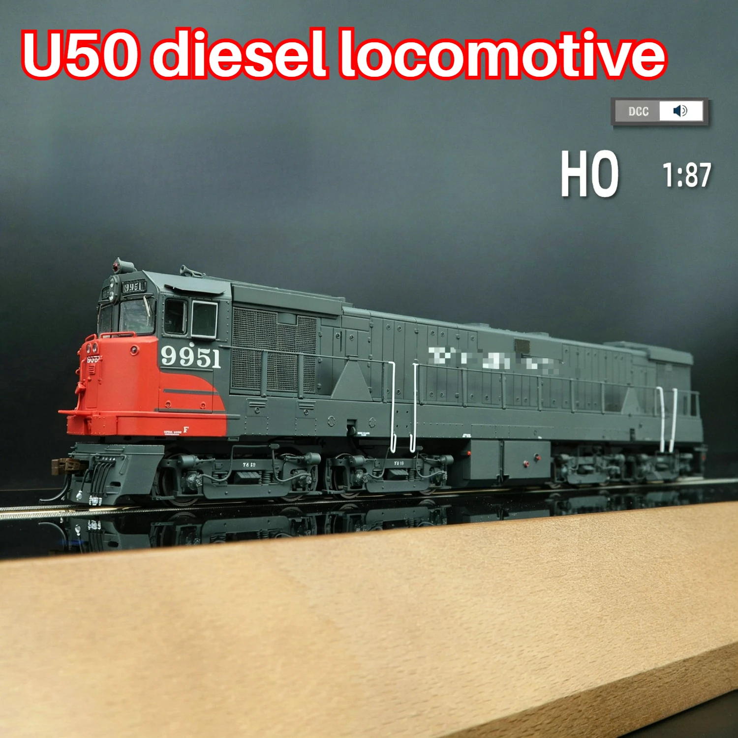 Modelo de Locomotora Diésel U50 Escala HO 1/87 ATHG41181 con Efectos de Sonido Digitales, Tren de Juguete Negro para Niños, Regalo