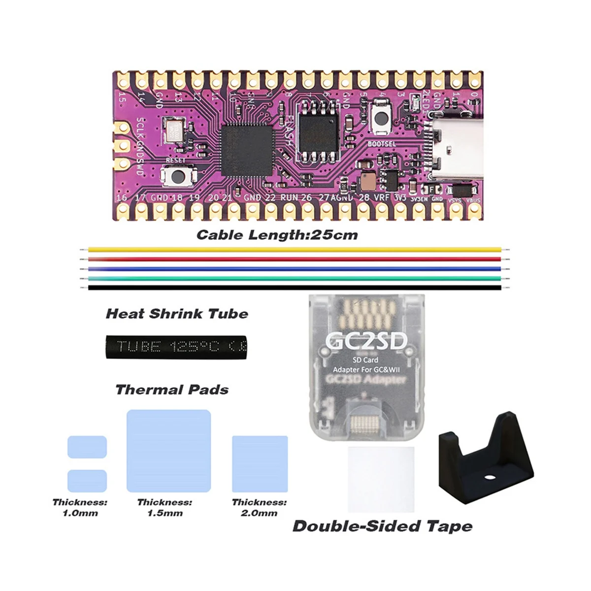 For Raspberry Picoboot Board Kit+GC2SD Card Reader RP2040 Dual-Core 264KB SRAM+16MB Flash RAM for Gamecube Game Console