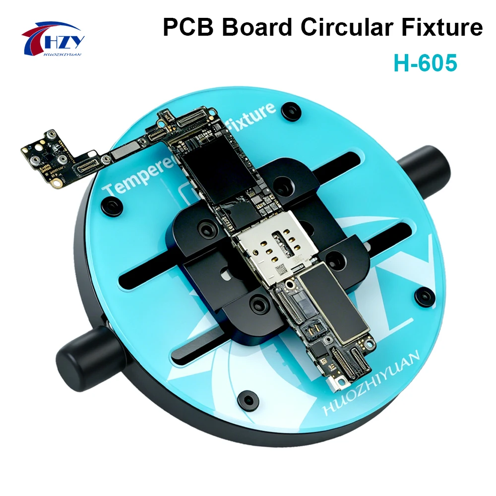 

HZY H-605 Universal Motherboard Fixture Circular Repair Clamp for Mobile Phone Tablet Watch PCB Board CPU IC Glue Removing