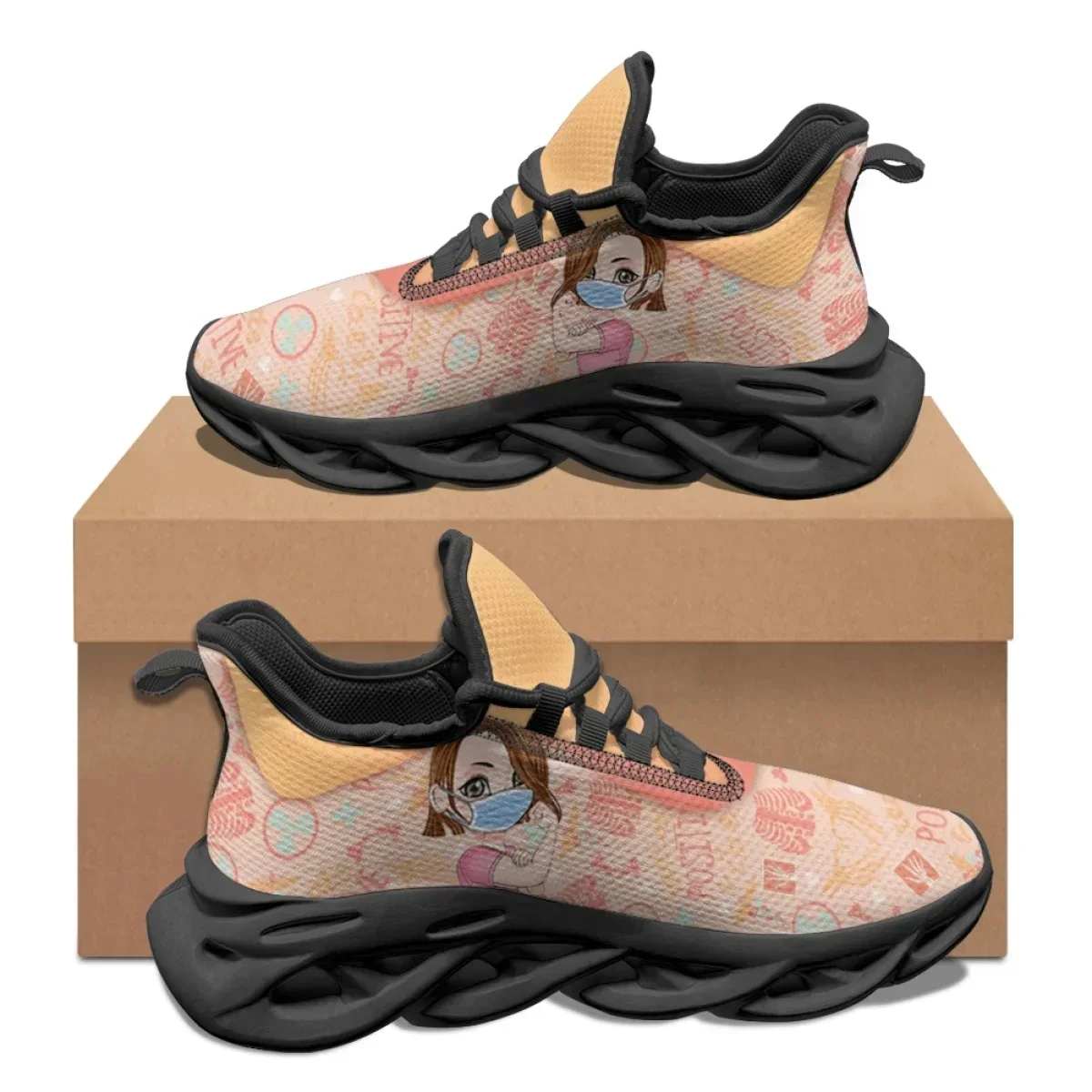 New Trendy Medical Girls Nursing Shoes Girls Custom Name Fashion Breathable Sneakers Summer Autumn Non-slip Casual Flat Shoes