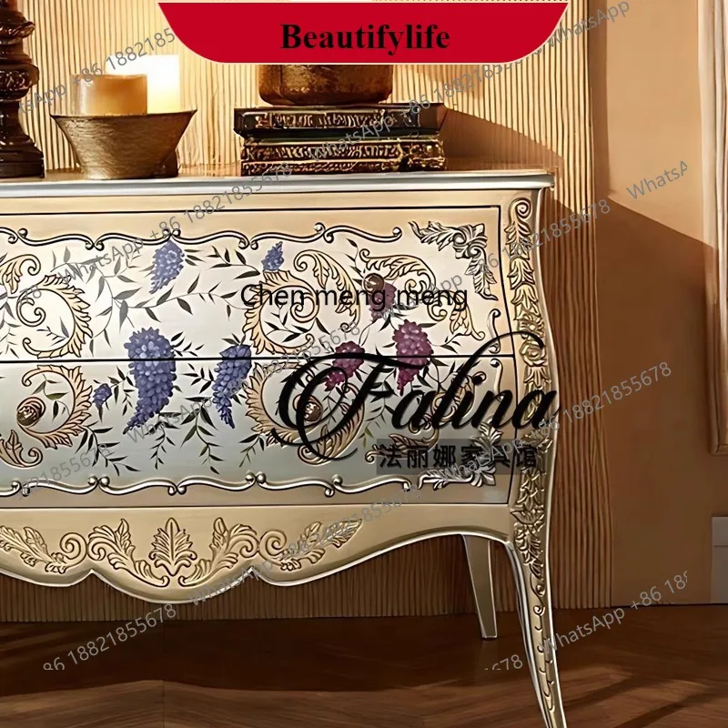

G153 French entry chest, neoclassical entrance cabinet, painted bedroom storage decoration, storage side cabinet