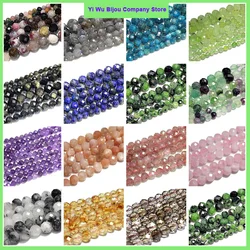 AAA High Quality Faceted Round Citrine Tourmaline Labradorite Apatite Amethyst For Jewelry Making DIY Bracelet Necklace 2-10MM