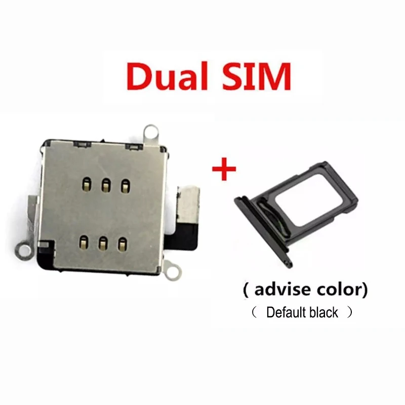 2pcs/Set Dual Sim Card Reader Connector Flex Cable + Tray Slot Holder Adapter For iPhone XR XSM 11 12 Pro MAX 13 Phone Parts ﻿