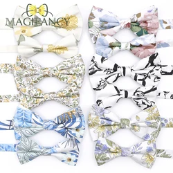 Fashion New Floral Print Parent-Child Bowtie Sets 100% Cotton Kid Pet Men Butterfly Knot Party Dinner Wedding Gift Top Accessory
