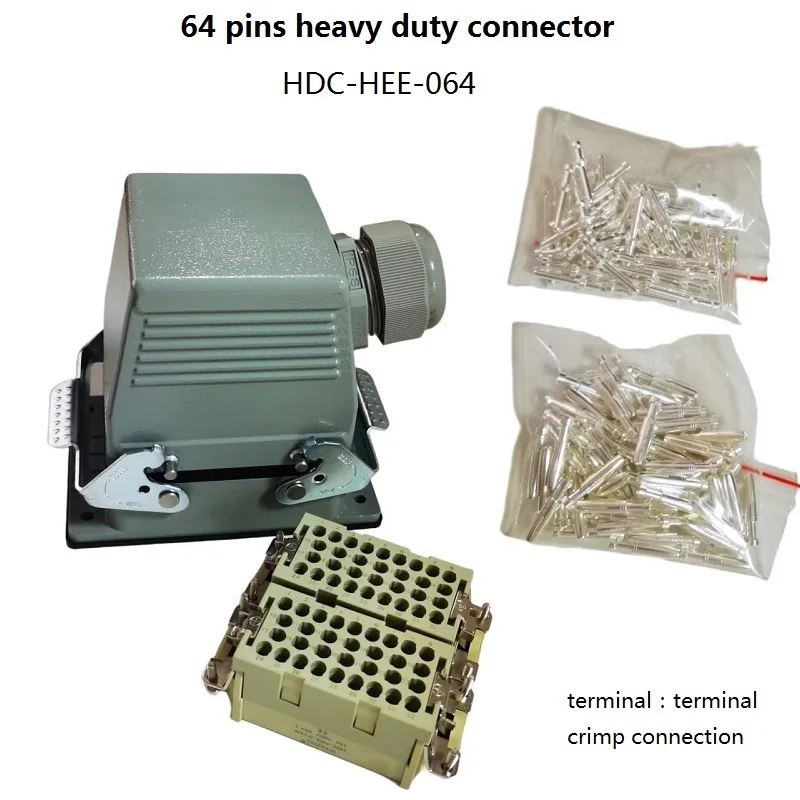 

64 pins heavy duty connector aviation Industrial waterproofing plug socket 16A 500V use crimping tool terminal crimp connection