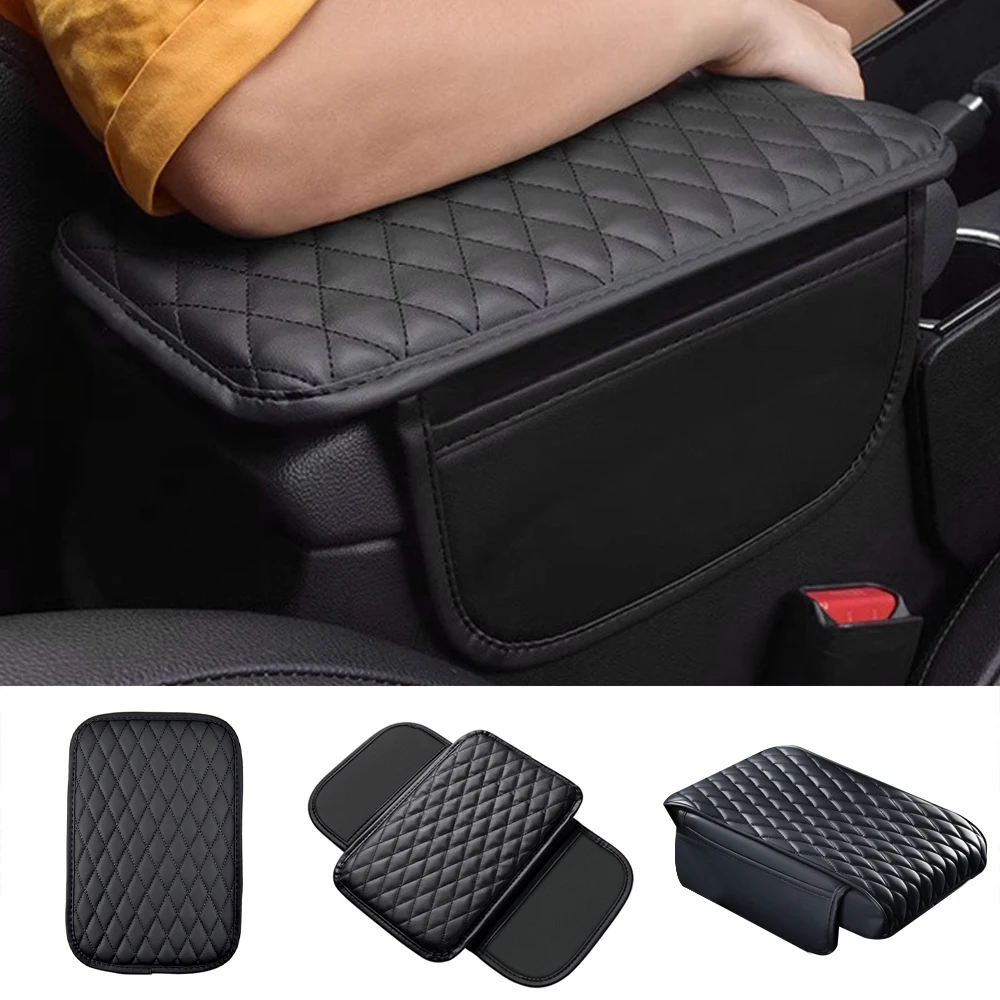 Universal Car Center Console Protector Cover Armrest Box Cushion with Pocket Arm Rest Mat Elbow Support Armrest Storage
