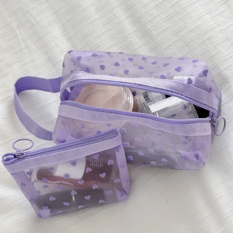 New Women Mesh Makeup Bags Pouch Travel Organizer Handbags Zipper Cosmetic Bag Bathing Toiletry Storage Bags Pouch Case