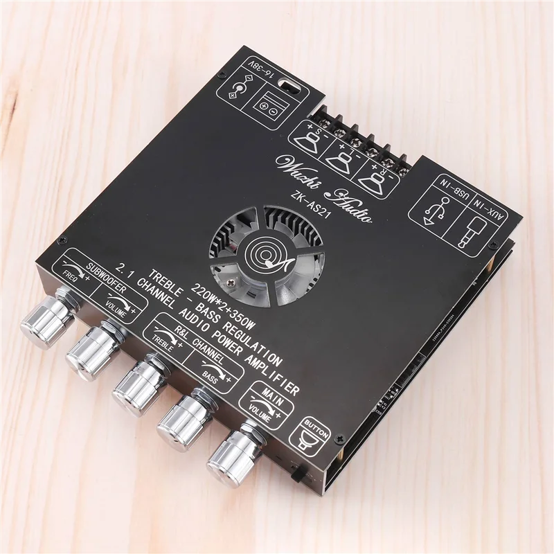 

ZK-AS21 Digital Bluetooth Audio Amplifier Board Subwoofer 220Wx2+350W 2.1Channel TPA3255 Audio Power Amplifier Module