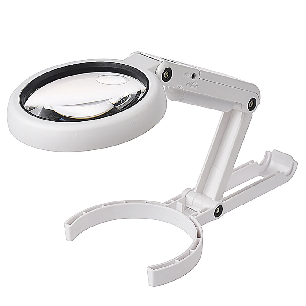 

5X / 11X Magnifying Glass Dual Use Table Lamp Super Bright Stand Non Slip Hand-Held Stand-Type Dual-Use 8 LED Magnifier Lamp