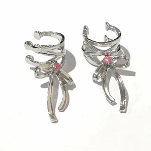 Y2K-Ribbon Aesthetics Ear Clips for Girls, Ballet Style, Bow-Knot Ear Cuff, Korean Women's Fashion, Kpop Earring, Jewelry Gifts, New 6 Main Sales Kit Earring - №3