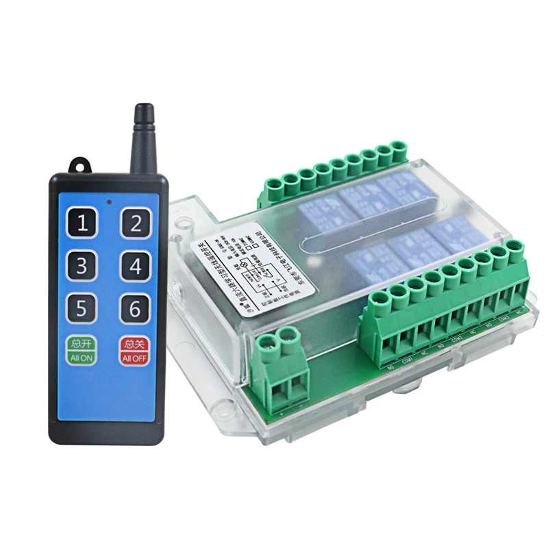 6 Channel Wireless Remote Control Switch RF 433MHz 10A 12-72V/110-240v DC/AC  Home/Office Long Range