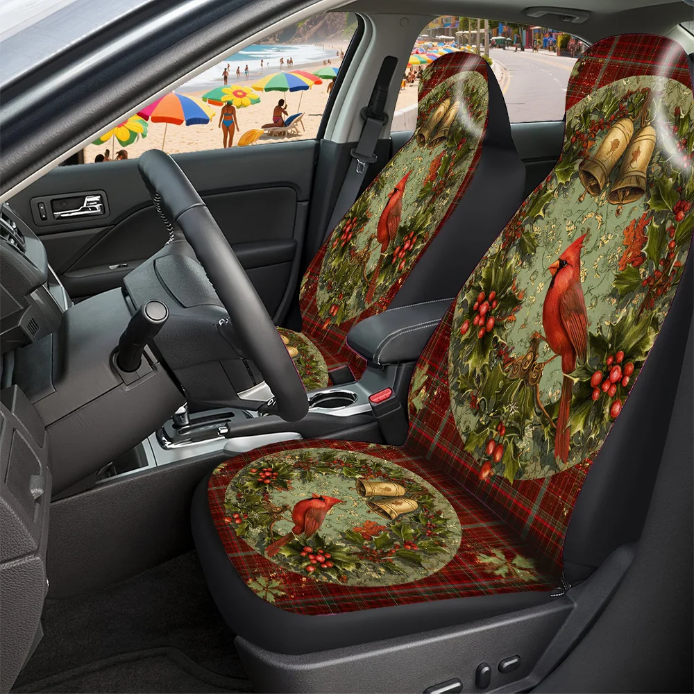 2-5 Seat Set Car Seat Covers Premium Bird Wreath Design Fit For Truck SUV Off-road Car Complete Holiday Decor For Christmas New