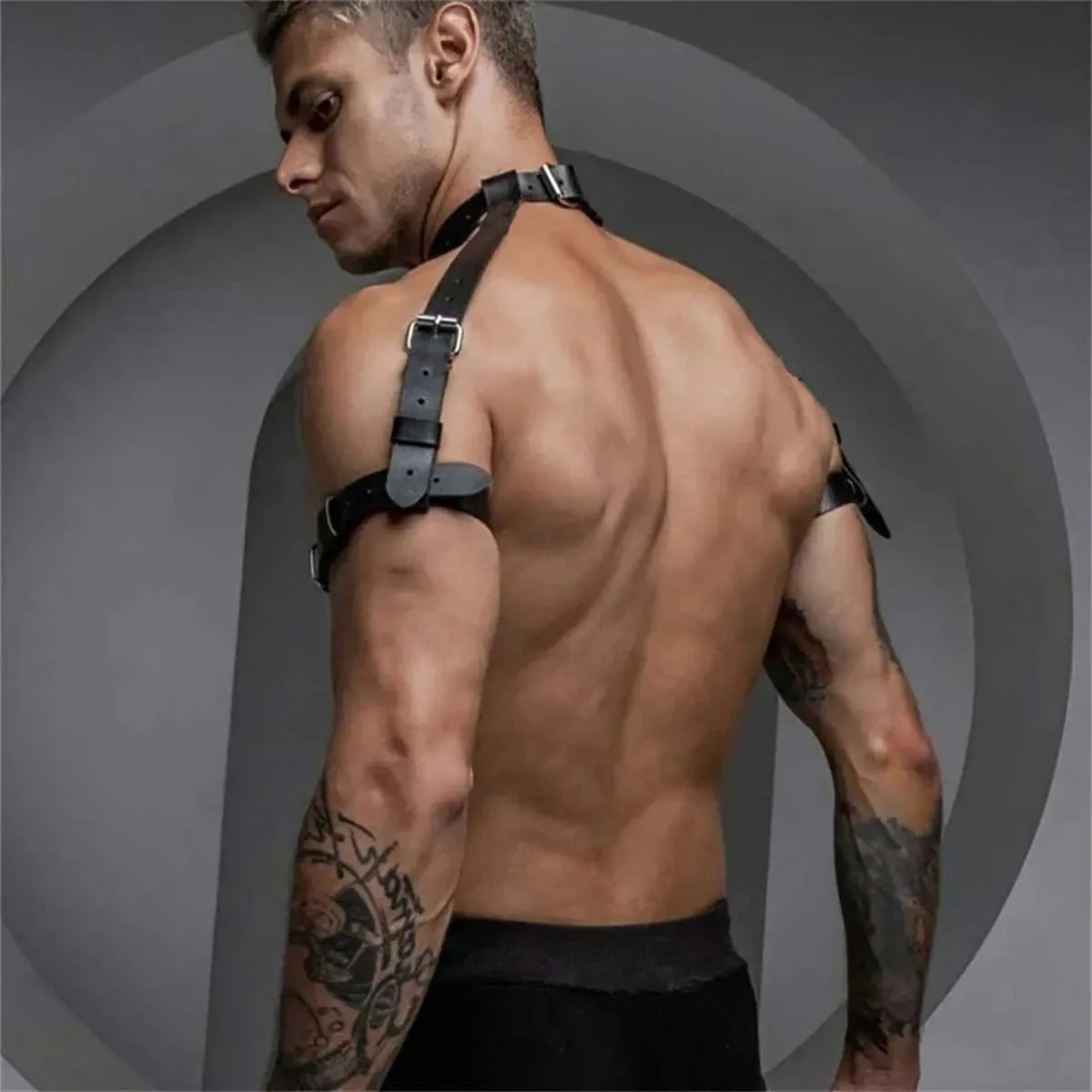 Sexy Men\'s Harness Pu Leather Gay Chest Harness Bdsm Bondage Leather Cage Lingerie Punk Rave Erotic Accessoly Fetish Clothing