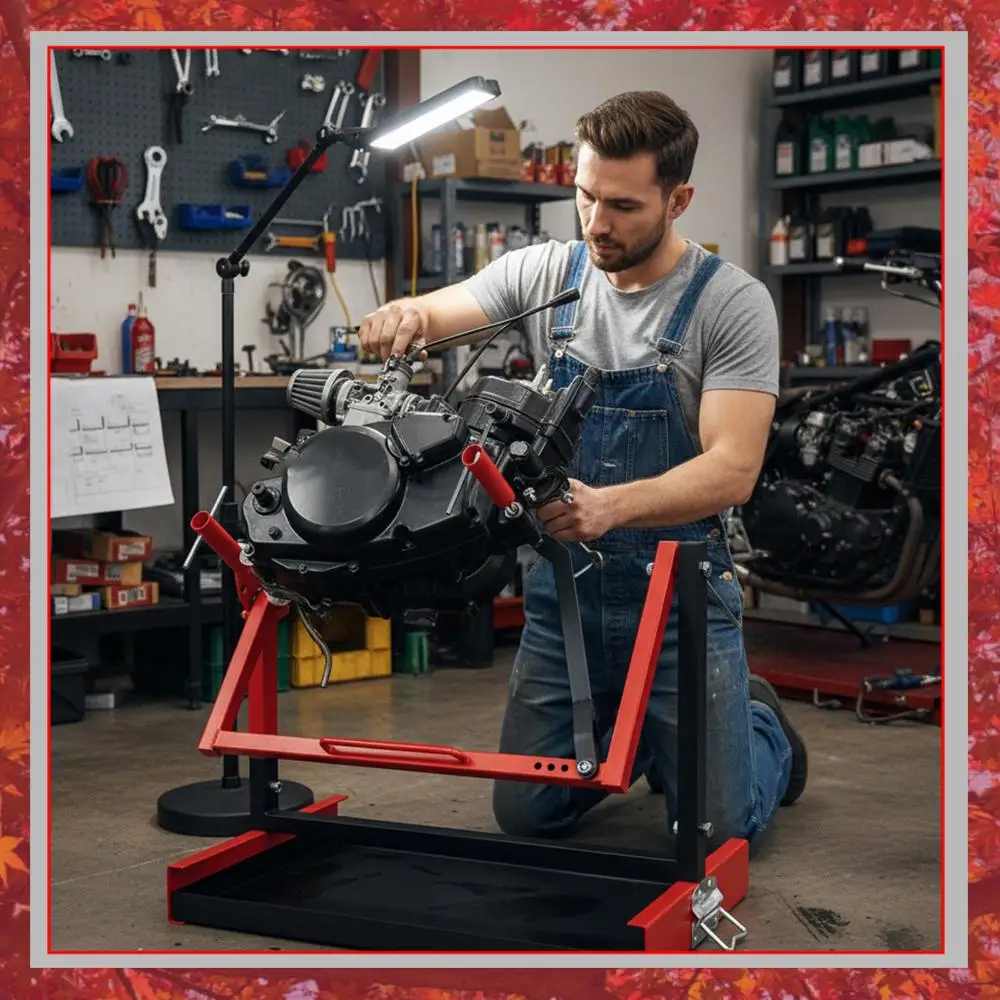 

Rotating Dirt Bike Engine Stand Easy Assembly Motorcycle Motor Stand Adjustable for Vertical-Type Single Cylinder 2 Or 4-Stroke