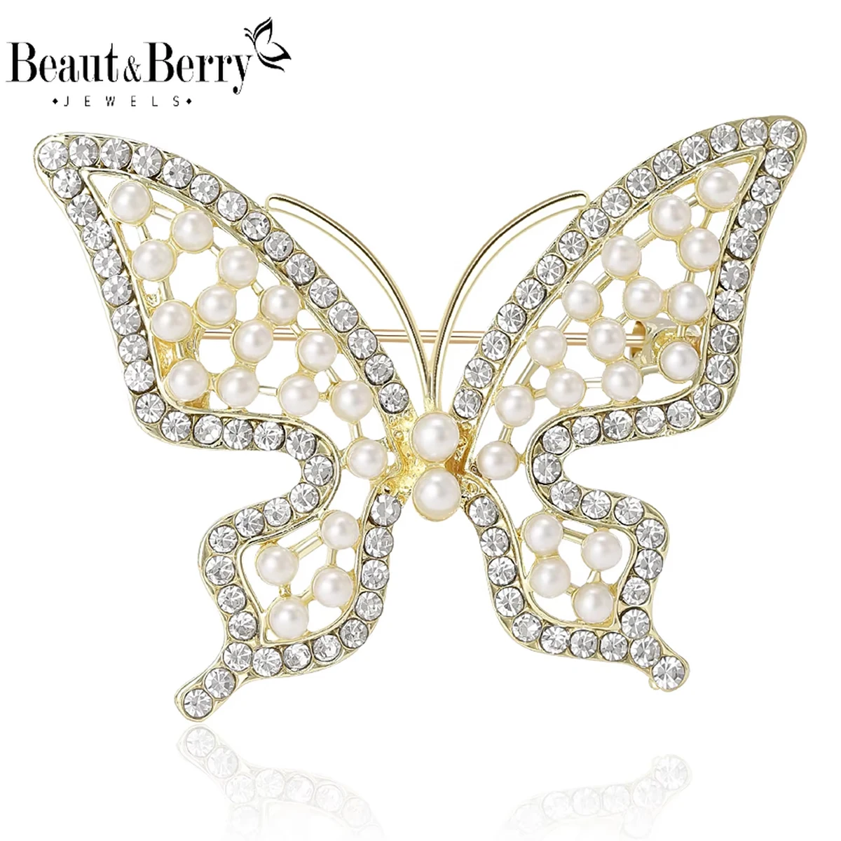 

Beaut&Berry Luxury Enamel Pearl Butterfly Brooches for Women Insect Pins Friends Party Gifts Banquet Jewellery Accessories