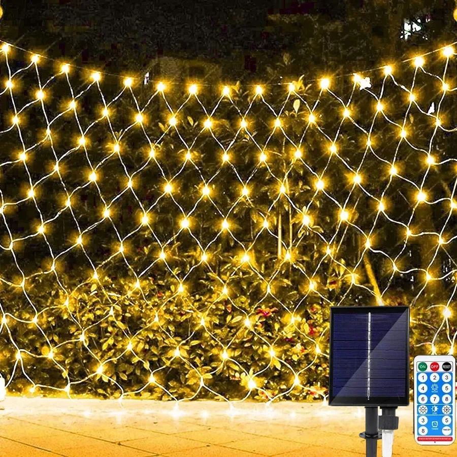 

1.5X1.5/4x6M Solar Led Net Light Outdoor Mesh Light Christmas Fairy Garland Solar Curtain String Light For Garden Patio Tree