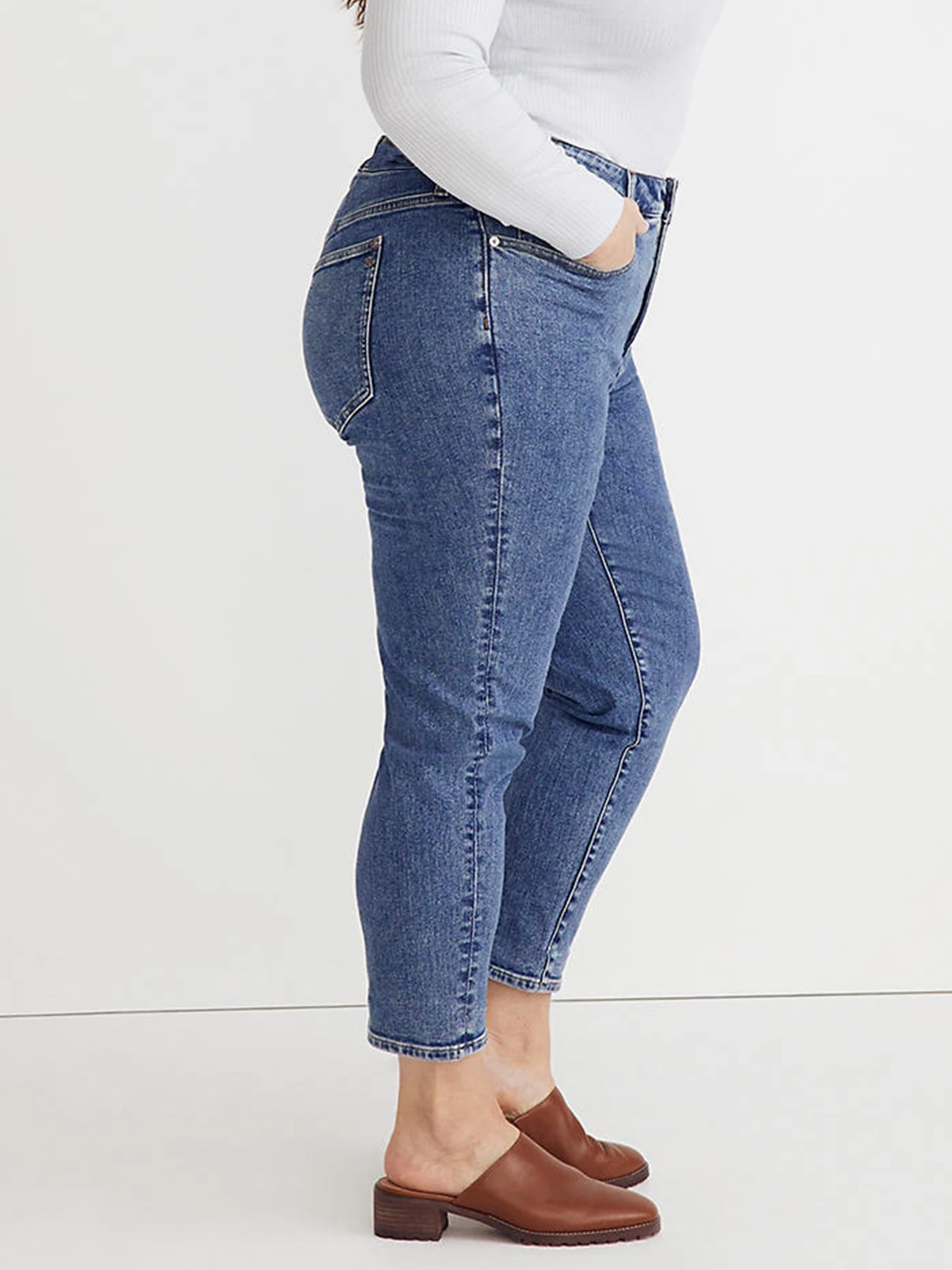 Plus Size Straight Women Jeans High Waist Curvy Lady Women Jeans Washing Full Length Slim Denim Jeans for Mom 100 Kgs Women Jean