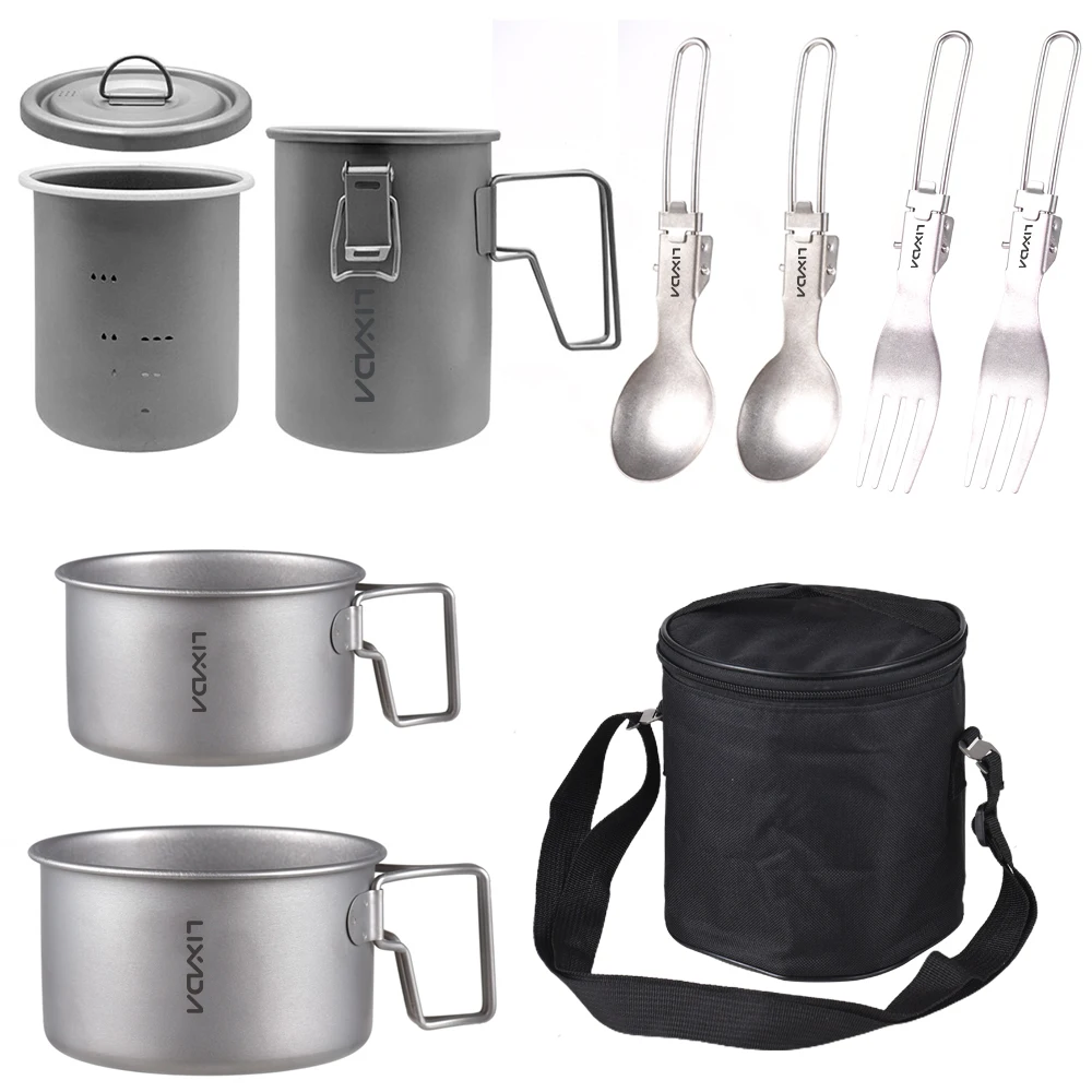 

Lixada Camping Cooking Pot Outdoor Camping Multifunctional Rice Cooker Travel Picnic Titanium Cooking Pot for Hiking Picnic