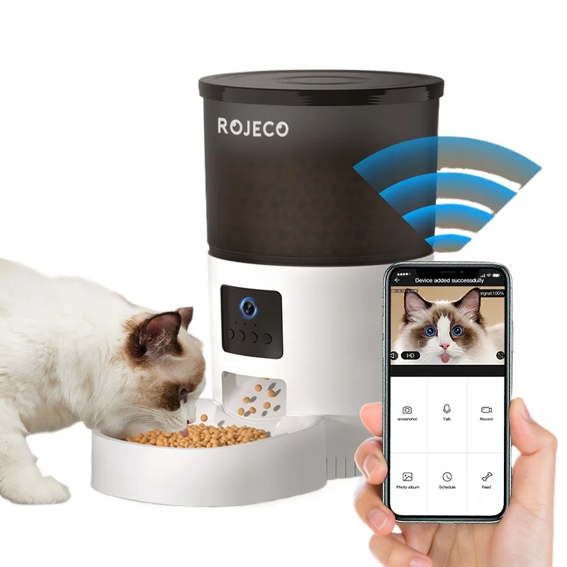 Automatic Cat Feeder With Camera Video Cat Food Dispenser Pet Smart Voice Recorder Remote Control Auto Feeder For Cat Dog