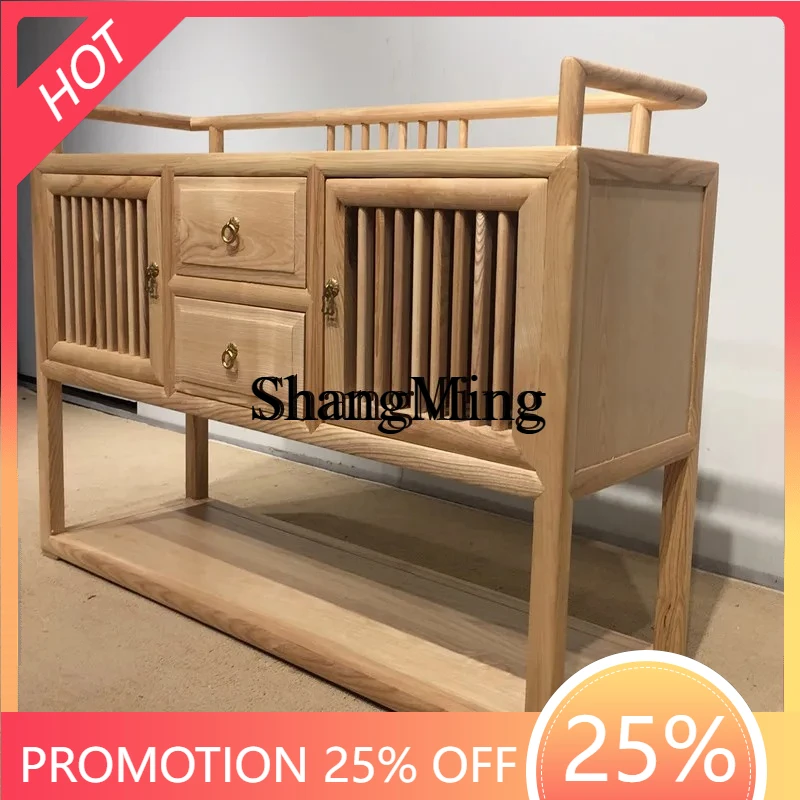 

FG new Chinese-style solid wood locker porch rack living room entry desk ash wood foyer porch side cabinet