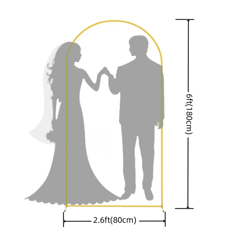 New Golden Arch Background Metal Frame Short 5ft/6ft/6.6ft Size Easy to Disassemble Install Wedding Event Photography Decoration