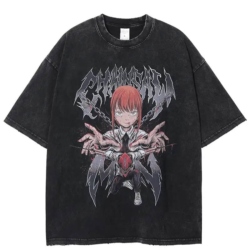

Chainsaw Man Makima Vintage T-shirt Anime Shirt Vintage Men's T-shirt Pure Cotton Leisure Sports Harajuku Summer New 2025