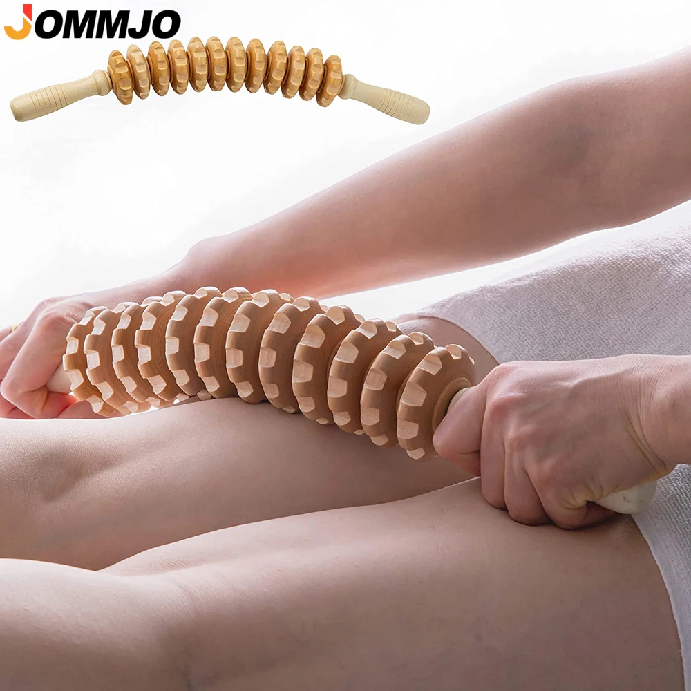 Curved Wooden Massage Roller for Waist,Thigh,Multi-Functional Body Roller for Cellulite Reduction & Muscle Tension,for Women Men