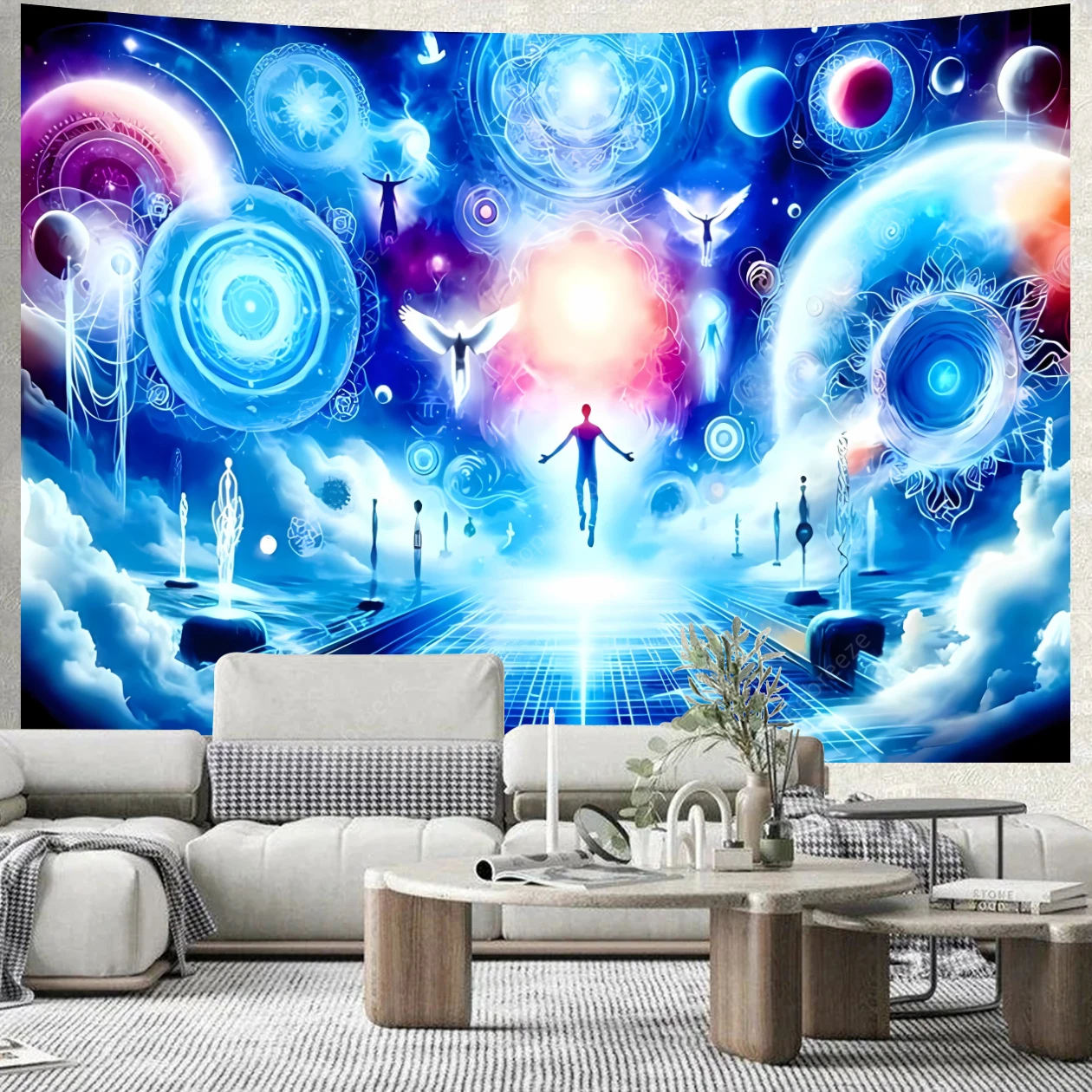 Time Travel Tapestry Psychedelic Galaxy Universe Starry Sky Tapestry Wall Hanging for Room Decor Aesthetic Boho Home Wall Decor