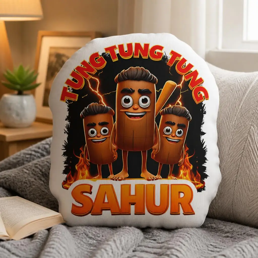 Tung Tung Sahur Italian Brainrot Irregular Shaped Pillow Cushion Stuffed Throw Pillow Meme Gift Sofa Home Decor Living Room