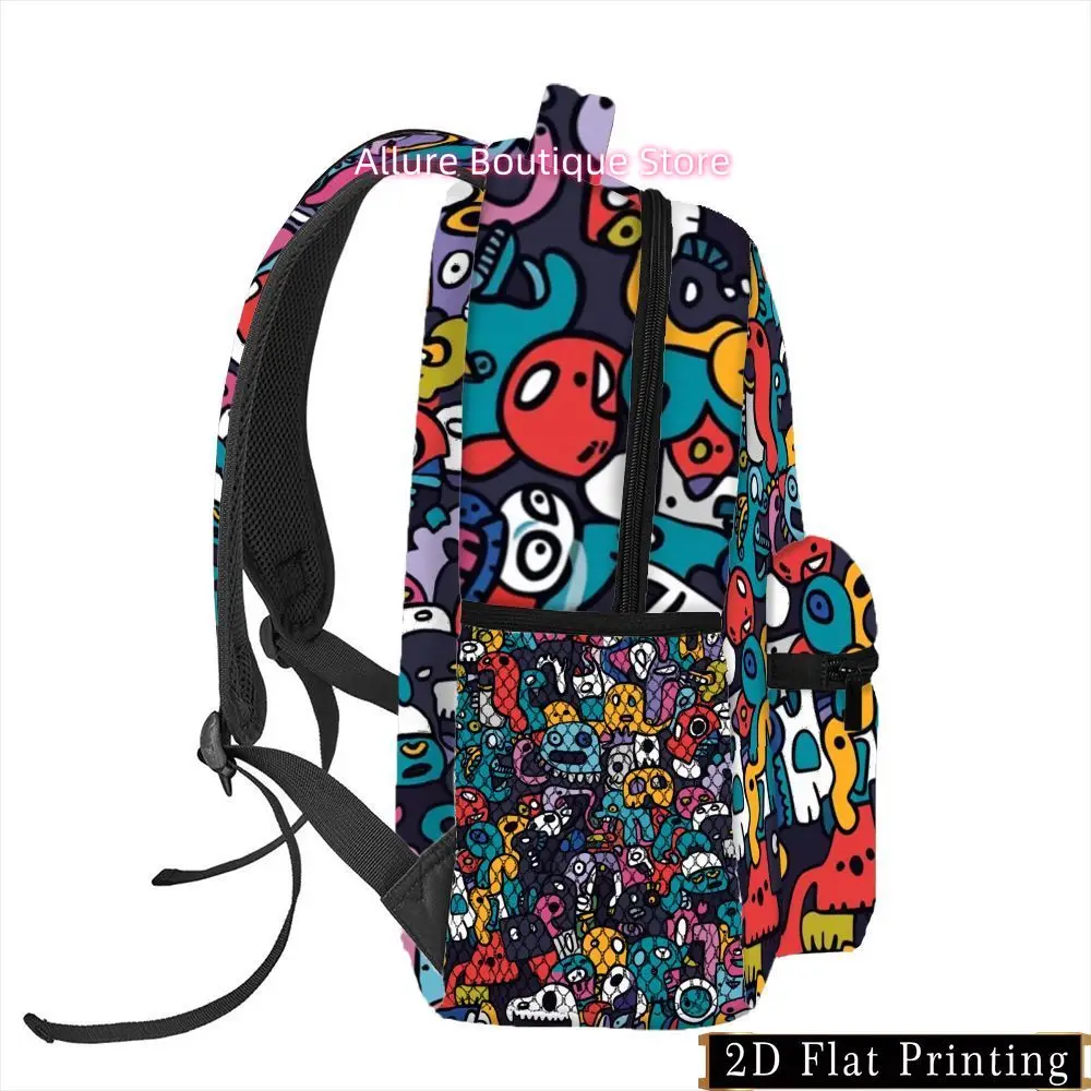 1pc Colorful Cartoon Pattern Backpack, Zipper Print Personality Hand Wash Multi-Purpose Commute Fitness Travel Shopping Camping