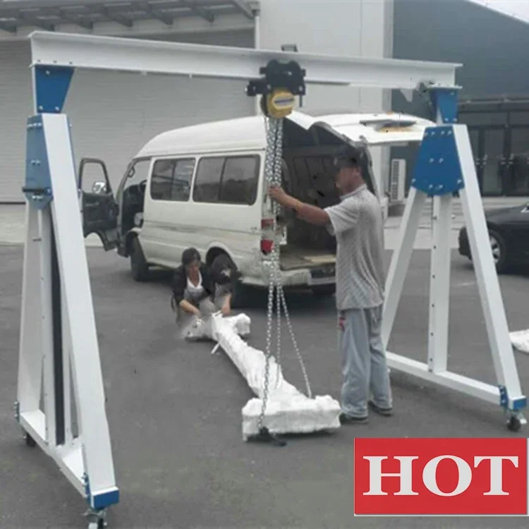 Disesuaikan Aluminium Gantry Crane tinggi tangan dapat disesuaikan mendorong tinggi ponsel lebar beban disesuaikan rantai tangan Hoist