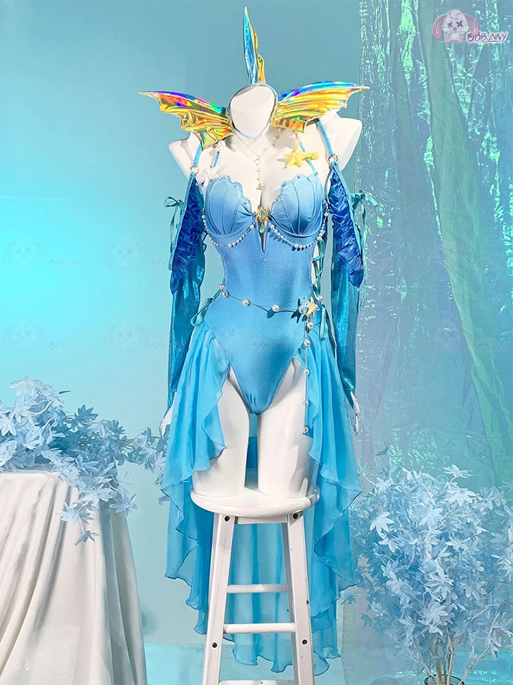 Diseño Original Cosplay para mujer traje de baño Sexy baño Halloween Anime Va Cos Poreon Cosplay disfraz azul Sexy mono cola