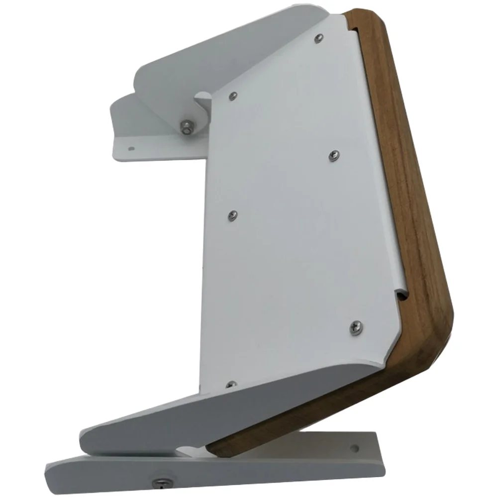 12inch Marine Grade Folding For Pedal Aluminum Alloy with Teak Wood Elements White Grey Paint Finish for Yacht RV Use