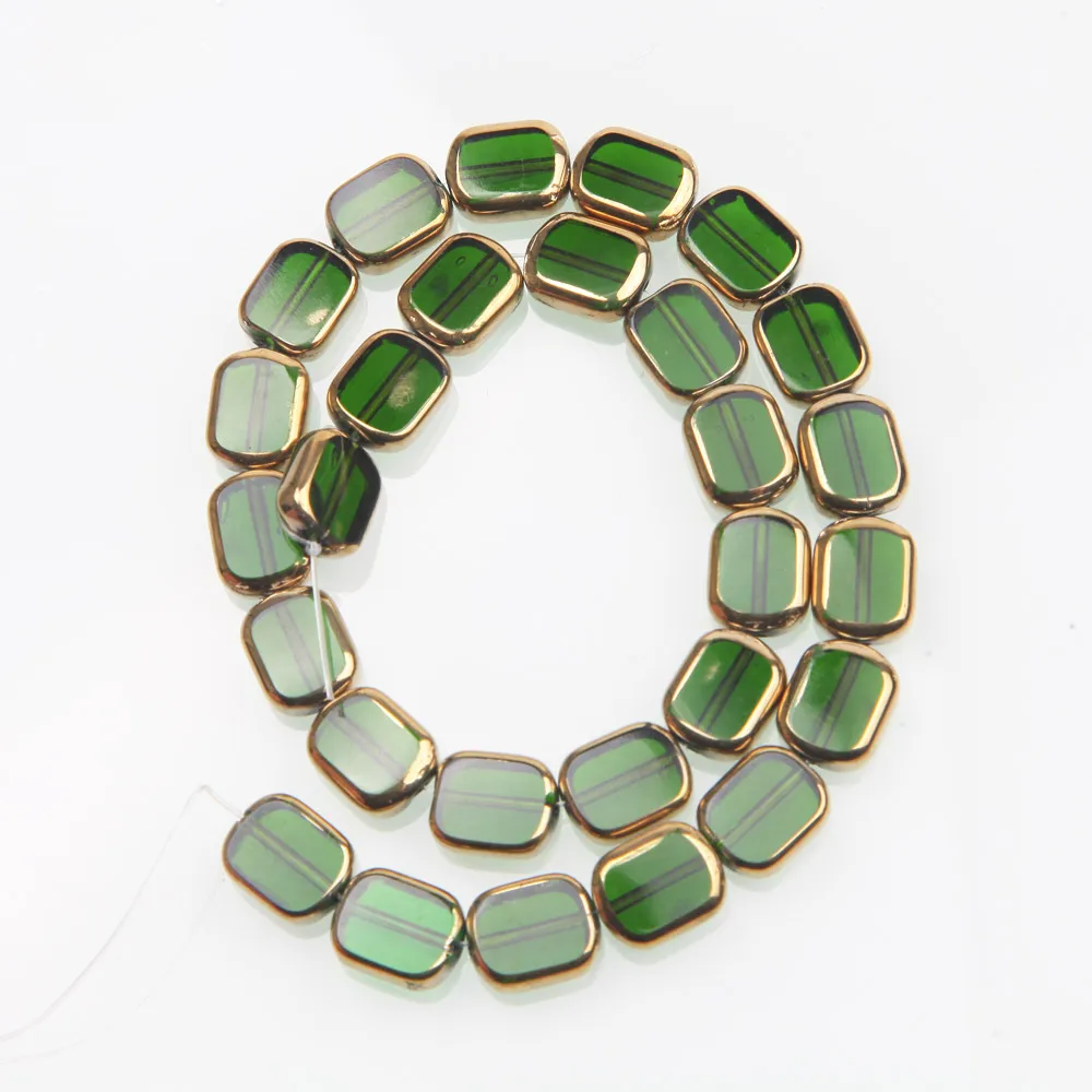 28PCS Rectangle Glass Beads for Jewelry Making Bracelet Necklace Supplies Findings Glass Charms Accessories 9*11mm