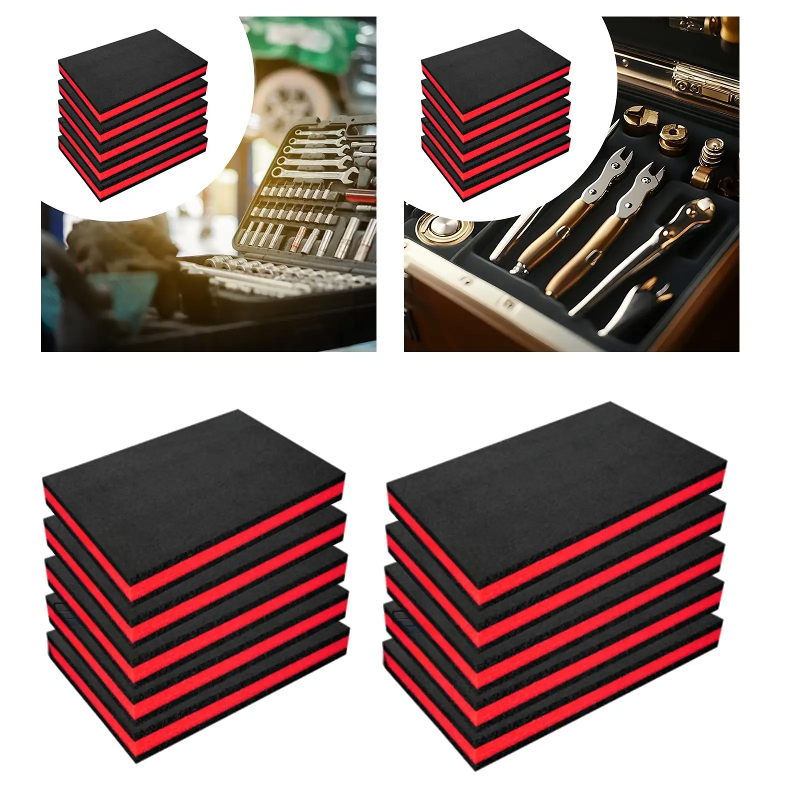 5 Pieces Tool Box Foam Insert Non Slip Tool Shadow Insert for Toolbox Hard Case Crafts Padding Tabletop Miniatures Transport
