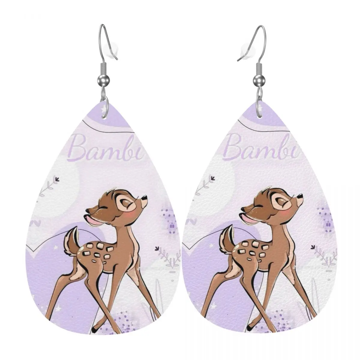 

Кожаные серьги-подвески в стиле аниме с мультяшным Бэмби для женщин, в форме капли, ювелирные аксессуары