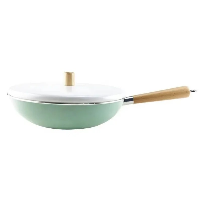 

Enamel cookware pot Enamel milk pot Wooden handle Exquisite craftsmanship Multifunctional use