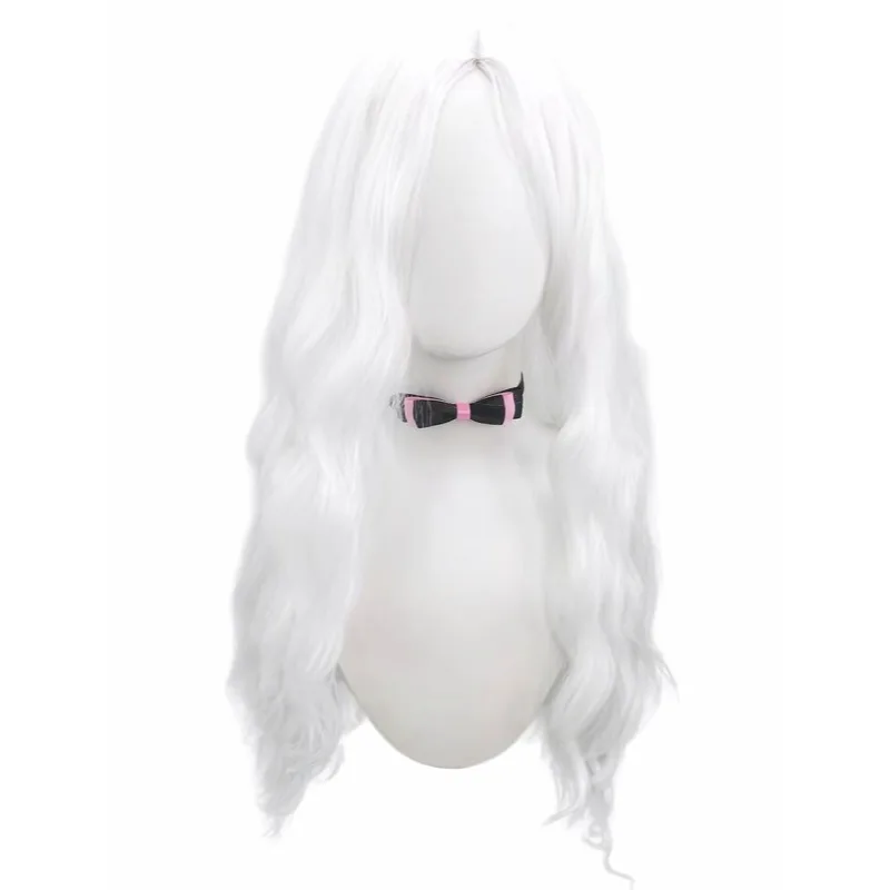 White Synthetic Long Wavy Middle Part Wig Fluffy Voluminous Cosplay Anime Halloween Party Costume Role Play