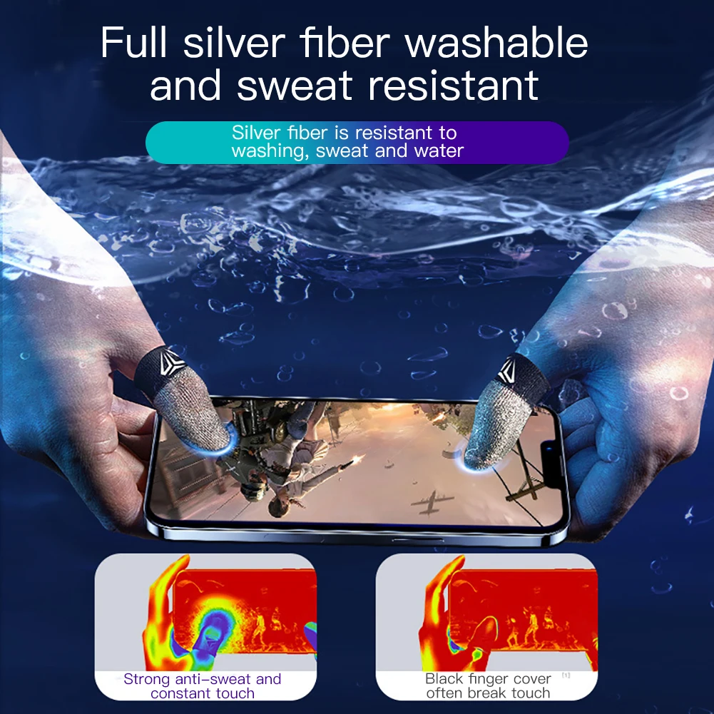 2Pcs Mobile Game Fingertip Gloves Sweatproof Anti-slip Touch Screen Finger Sleeve Breathable Gaming Fingertip Cover For Gamer