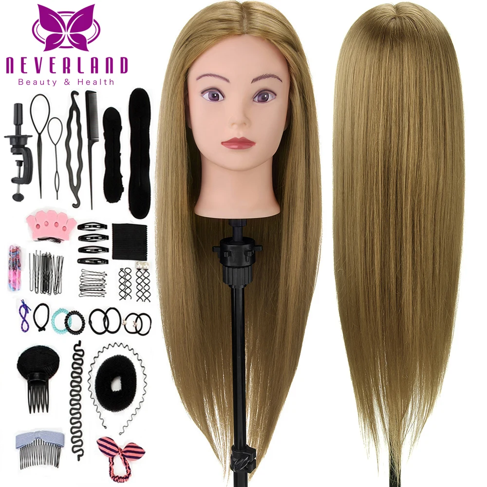 

NEVERLAND Hairstyle Head 26-28 Inch 60% Real Human Hair Hairdressing Head Practice Head Doll Head for Styling Training Head Kit