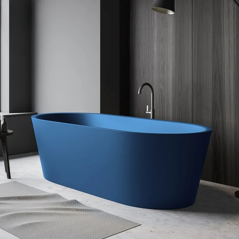 Blue Resin Stone Bathtub Freestanding Bathtub Solid Surface Acrylic Stone Bathtub