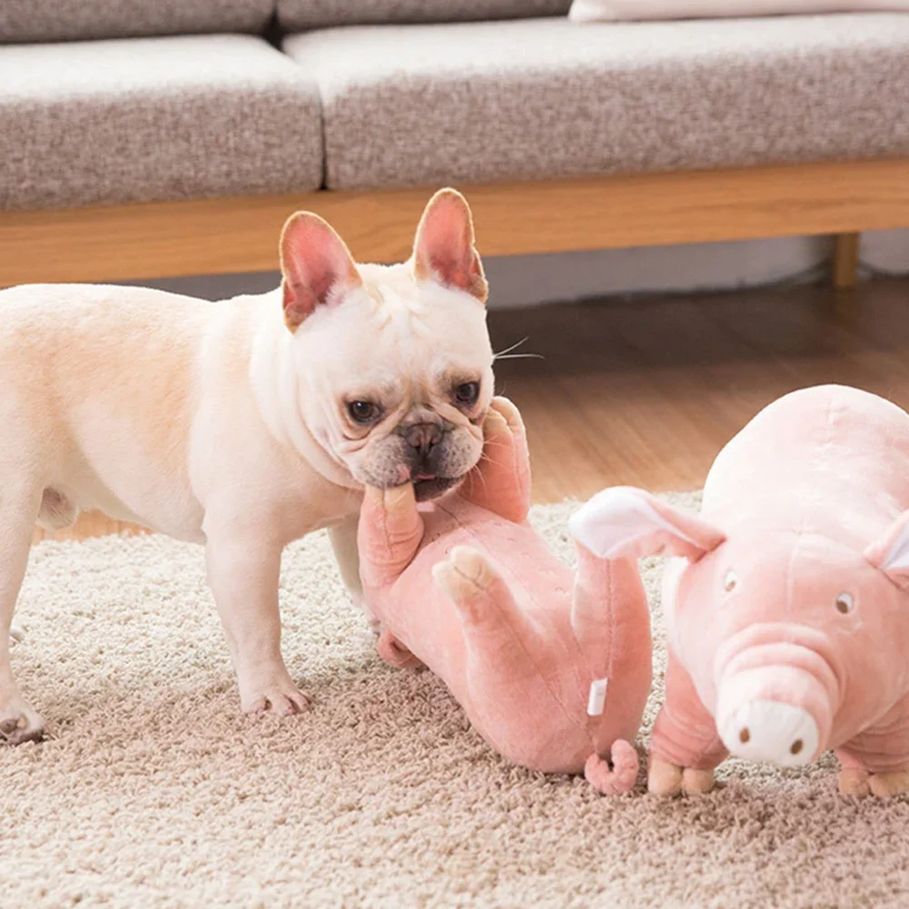 Plush Pig Pet Dog Accompanying Sleeping Toys for Small Dogs French Bulldog Bite Molar Venting Supplies Puppy Dog Playing Toy