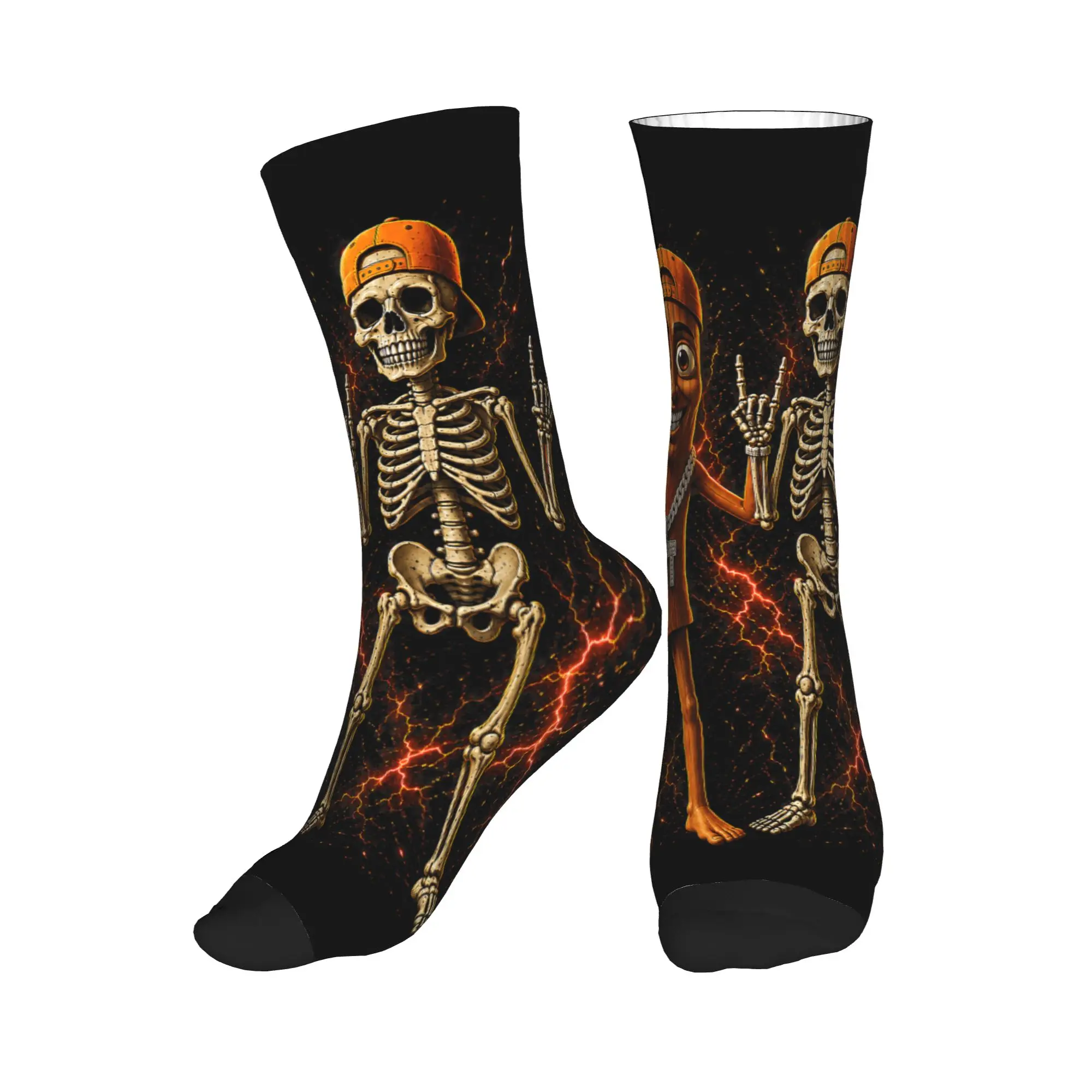 Tung Tung Tung Sahur Skeleton Halloween Socks Autumn Stockings Elegant Men Soft Breathable Socks Graphic Outdoor Non Slip Socks