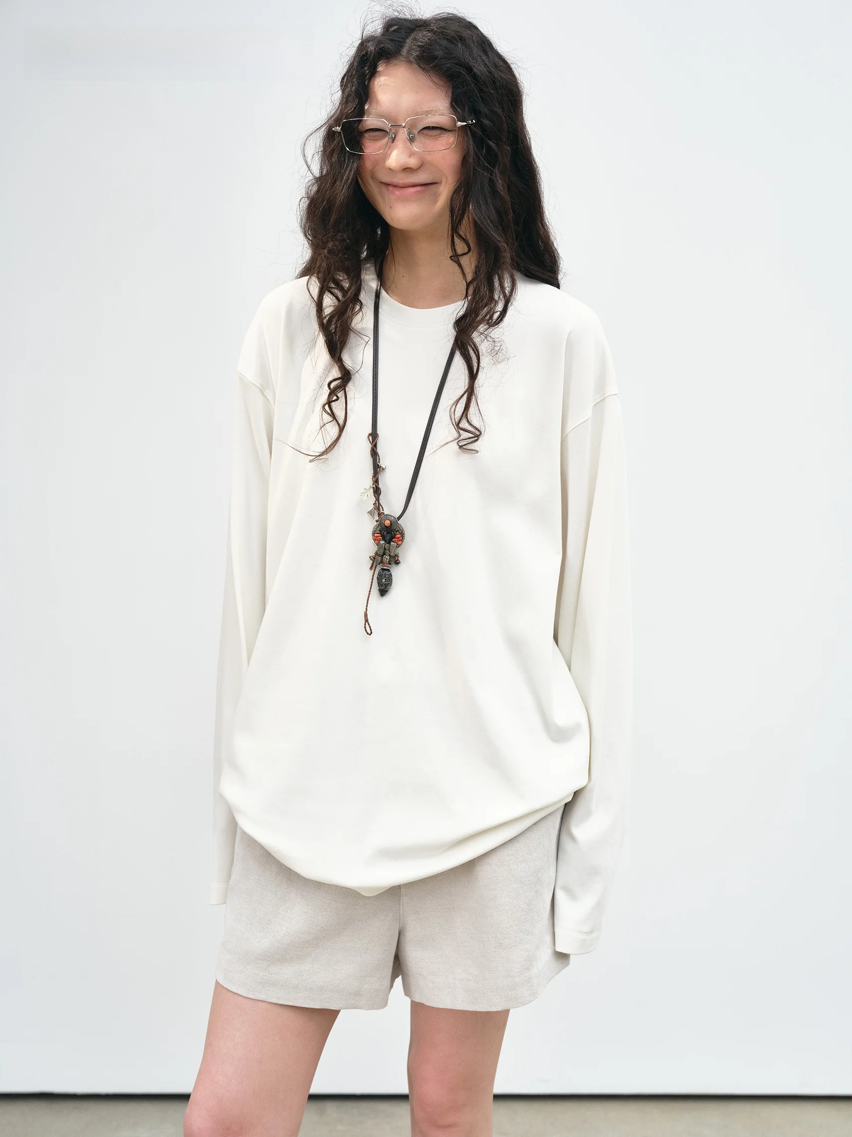 

VERMO Long Sleeve round Neck T-Shirt Soft Comfortable Lyocell Cotton Versatile Lazy Stylish Base Layer Small round Neck T-Shirt